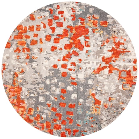 Safavieh 4 x 4 ft. Madison Bohemian Round Power Loomed Rug; Grey & Orange MAD425H-4R